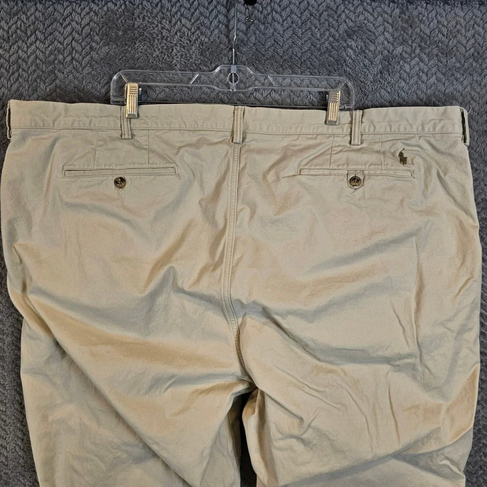 Polo Ralph Lauren Mens Classic Khaki Chino Pants Tan Cotton Twill Flat Front 50‎
